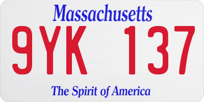 MA license plate 9YK137