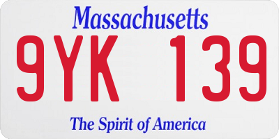MA license plate 9YK139