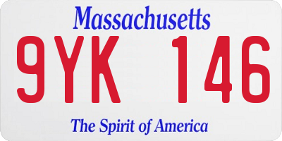 MA license plate 9YK146