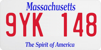 MA license plate 9YK148