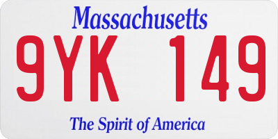 MA license plate 9YK149