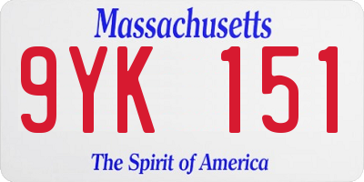 MA license plate 9YK151