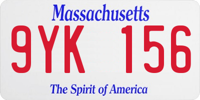 MA license plate 9YK156