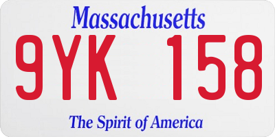 MA license plate 9YK158