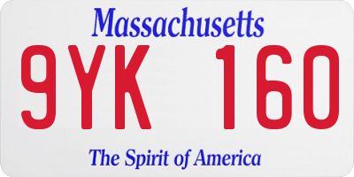 MA license plate 9YK160