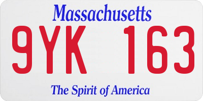 MA license plate 9YK163