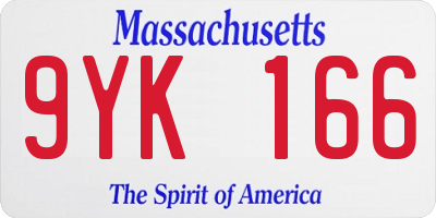 MA license plate 9YK166