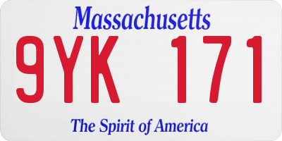 MA license plate 9YK171