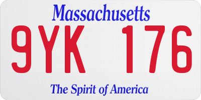 MA license plate 9YK176