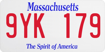 MA license plate 9YK179