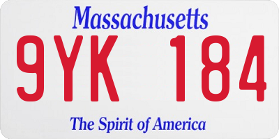 MA license plate 9YK184