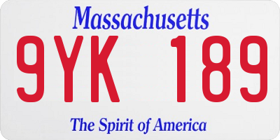 MA license plate 9YK189