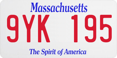 MA license plate 9YK195