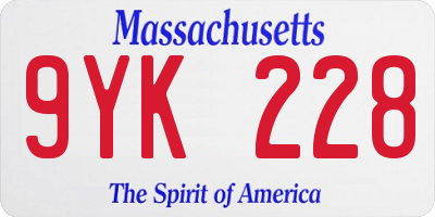 MA license plate 9YK228