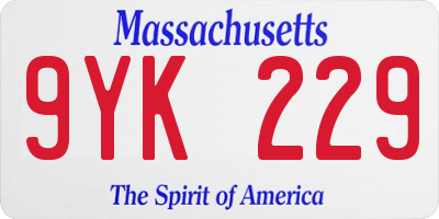 MA license plate 9YK229