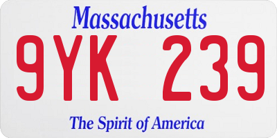 MA license plate 9YK239