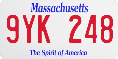 MA license plate 9YK248