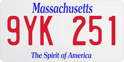 MA license plate 9YK251