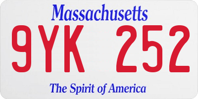MA license plate 9YK252