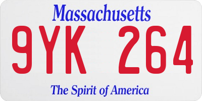 MA license plate 9YK264