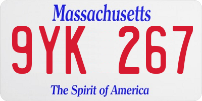 MA license plate 9YK267