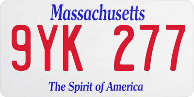MA license plate 9YK277