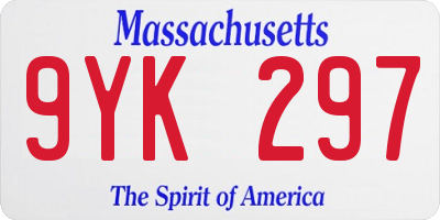 MA license plate 9YK297