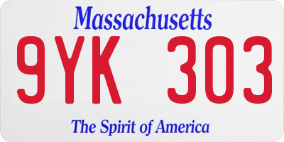 MA license plate 9YK303