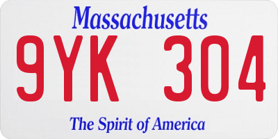 MA license plate 9YK304