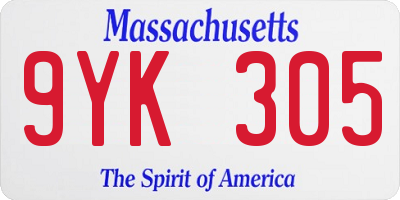 MA license plate 9YK305