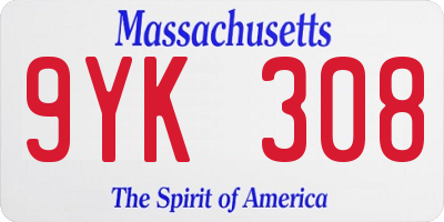 MA license plate 9YK308