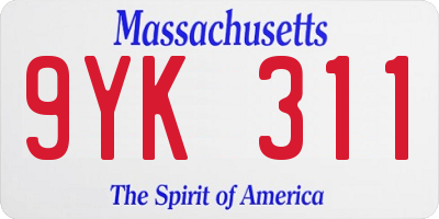 MA license plate 9YK311