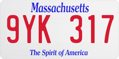 MA license plate 9YK317