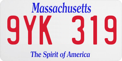 MA license plate 9YK319