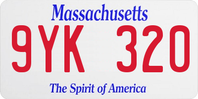 MA license plate 9YK320