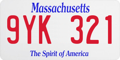 MA license plate 9YK321