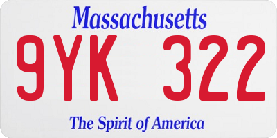 MA license plate 9YK322
