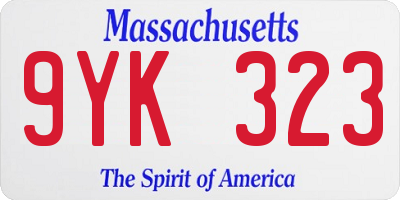 MA license plate 9YK323