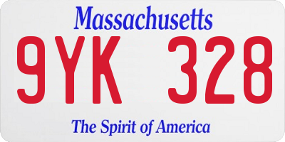 MA license plate 9YK328