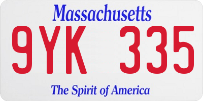 MA license plate 9YK335