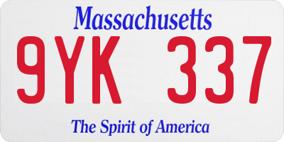 MA license plate 9YK337