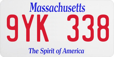 MA license plate 9YK338