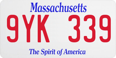 MA license plate 9YK339