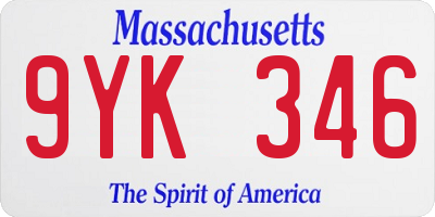 MA license plate 9YK346
