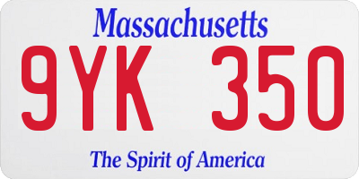 MA license plate 9YK350