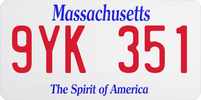 MA license plate 9YK351