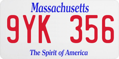 MA license plate 9YK356