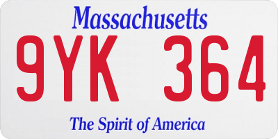MA license plate 9YK364