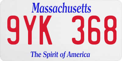 MA license plate 9YK368