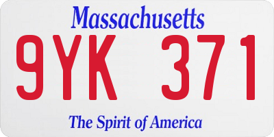 MA license plate 9YK371